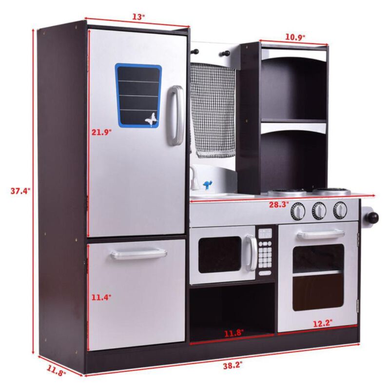 Hivvago Kids Wooden Modern Kitchen Cooking Pretend Play Set