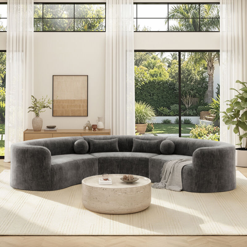 Merax Modular Sectional Sofa with Tool-Free Vacuum Compression, Chenille Fabric image number 2