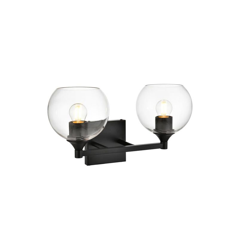 Living District Foster 2 light Black and Clear Bath Sconce