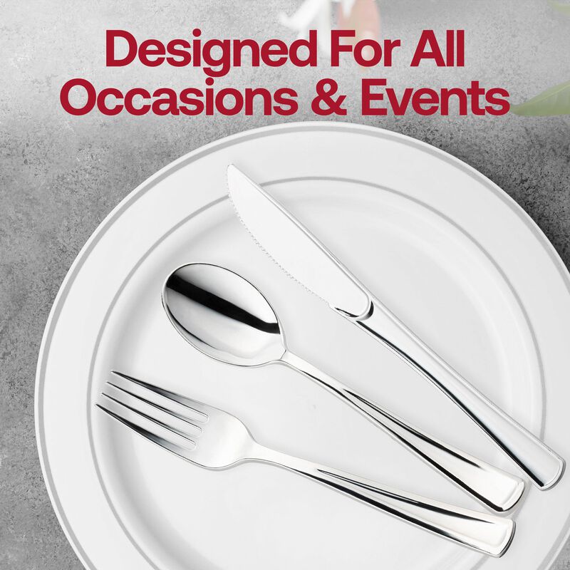 Silver Plastic Cutlery and Cup Set (120 Sets) image number 6