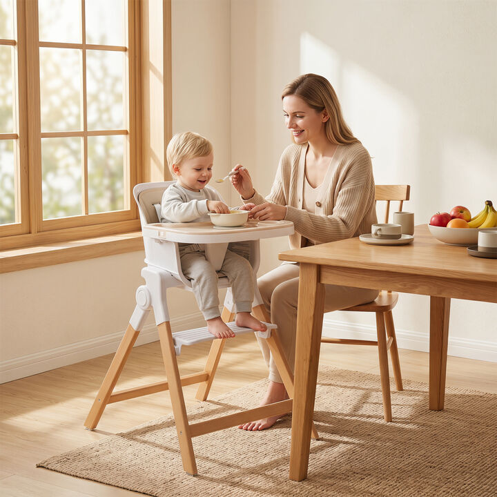 4-in-1 Baby High Chair with Removable Adjustable Feeding Tray