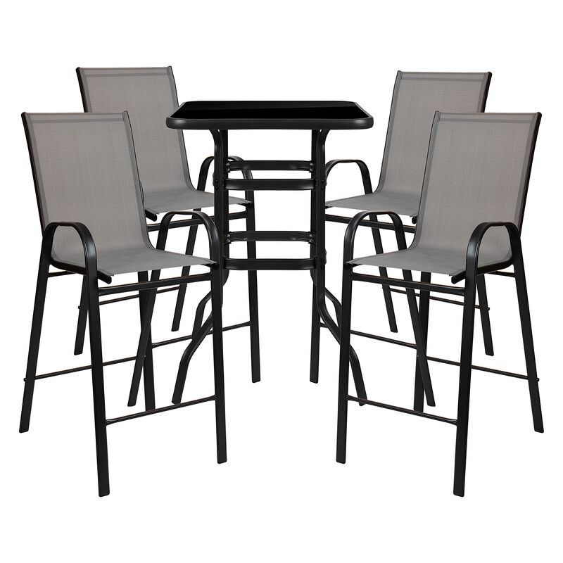 5PC Glass Bar Patio Table Set image number 0