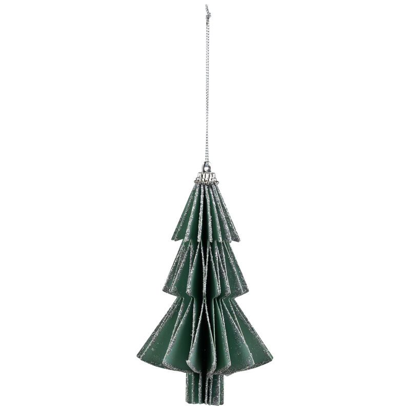 6" Glittered Green Christmas Tree Ornament image number 0