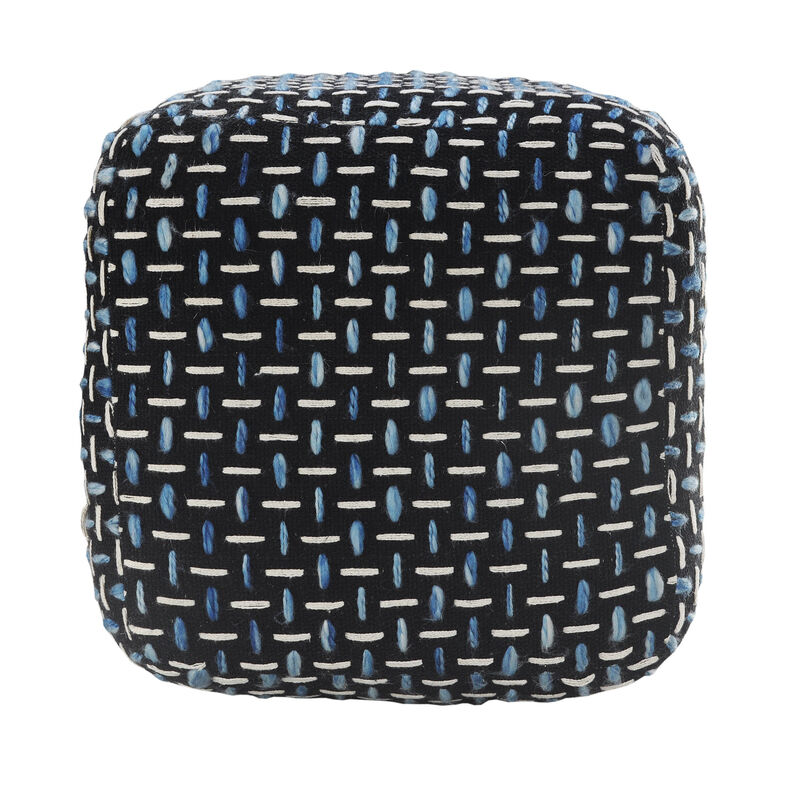 Durable Fabric Geometric Pouf Ottoman – Accent Floor Cushion for Living Room