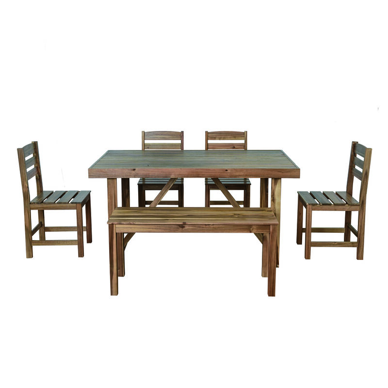 Whisen High-quality Acacia Wood Outdoor Table and Chair Set, Suitable for Patio, Balcony, Backyard - Natural Wood