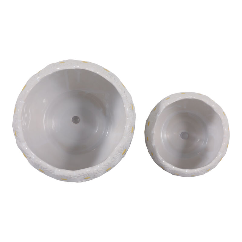 S/2 Daisy Planters, White image number 5