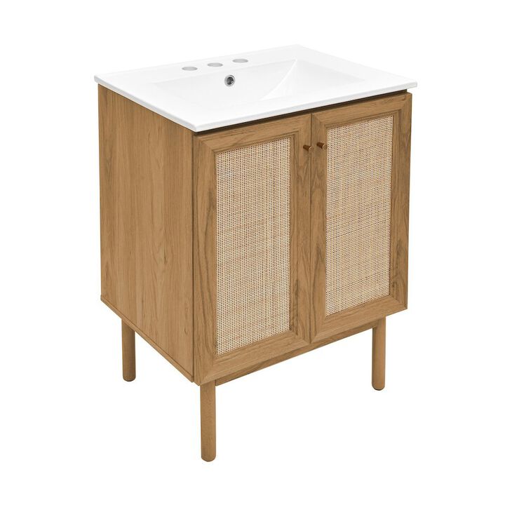 24" Freestanding Bathroom Vanity with 3-Hole Centerset Sink Top