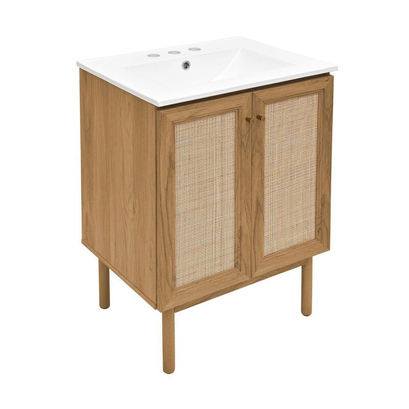 24" Freestanding Bathroom Vanity with 3-Hole Centerset Sink Top image number 1