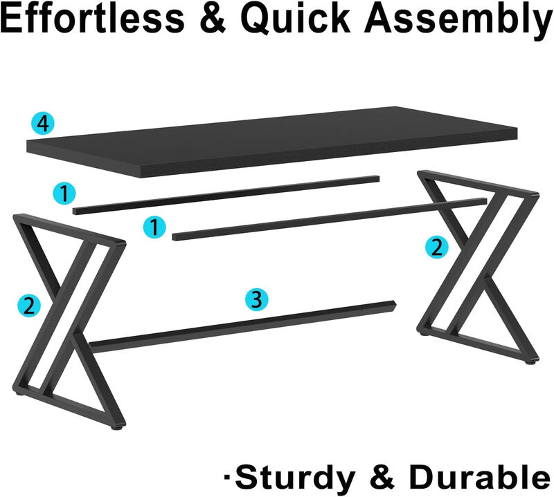 Top True Wood Computer Desk, Modern Writing Desk with Metal Legs for Home Office image number 6