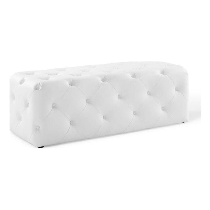 Modway EEI-3767-WHI Anthem 48" Tufted Button Entryway Faux Leather Bench, White