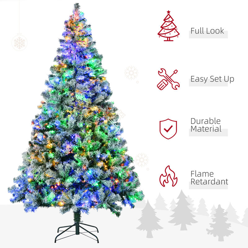 BreeBe 7.5 ft Prelit Artificial Snow Christmas Tree with Sturdy Steel Base image number 4