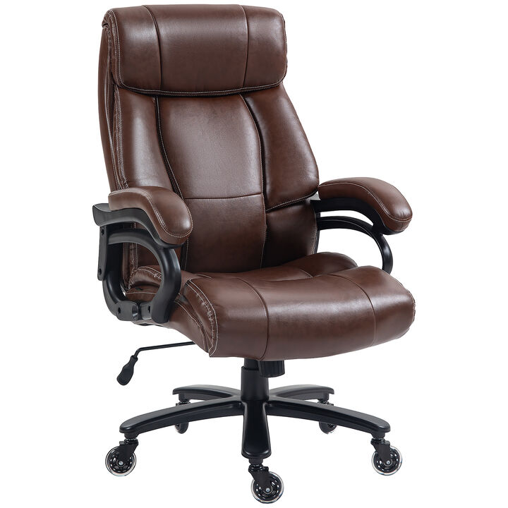 Vinsetto 400lbs Executive Office Chair for Big and Tall, High Back PU Ergonomic Computer Desk Chair with Heavy Duty Metal Base & Wheels,Dark Brown