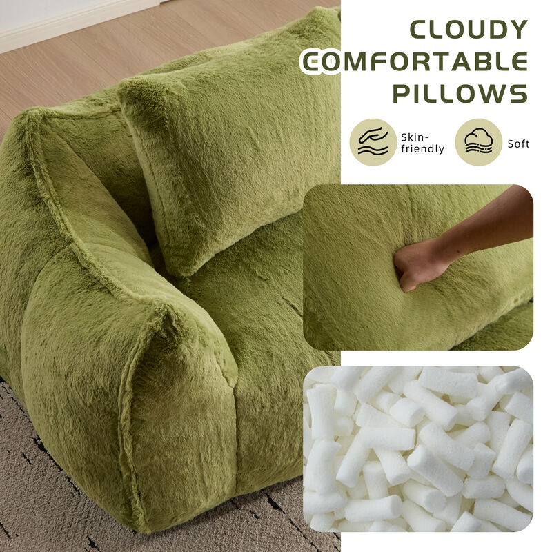 Whisen Giant Bean Bag Couch Ultra Soft Fluffy Loveseat Oversized Chase Lounge Chair with Pillows image number 6