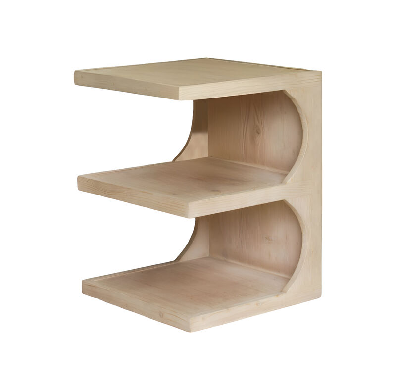 Hivvago 24 Inch Natural Solid Wood End Table With Two Shelves