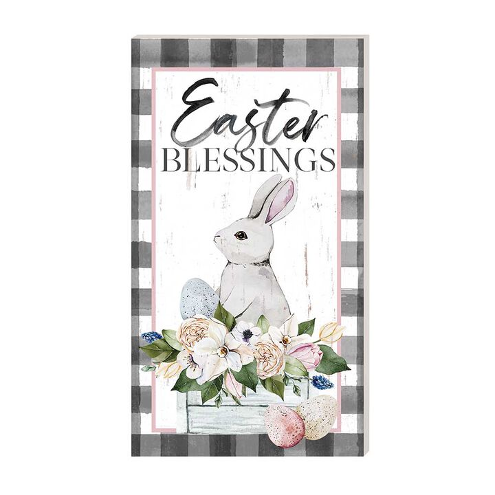 20" White and Gray "Easter Blessings" Outdoor Wall Sign