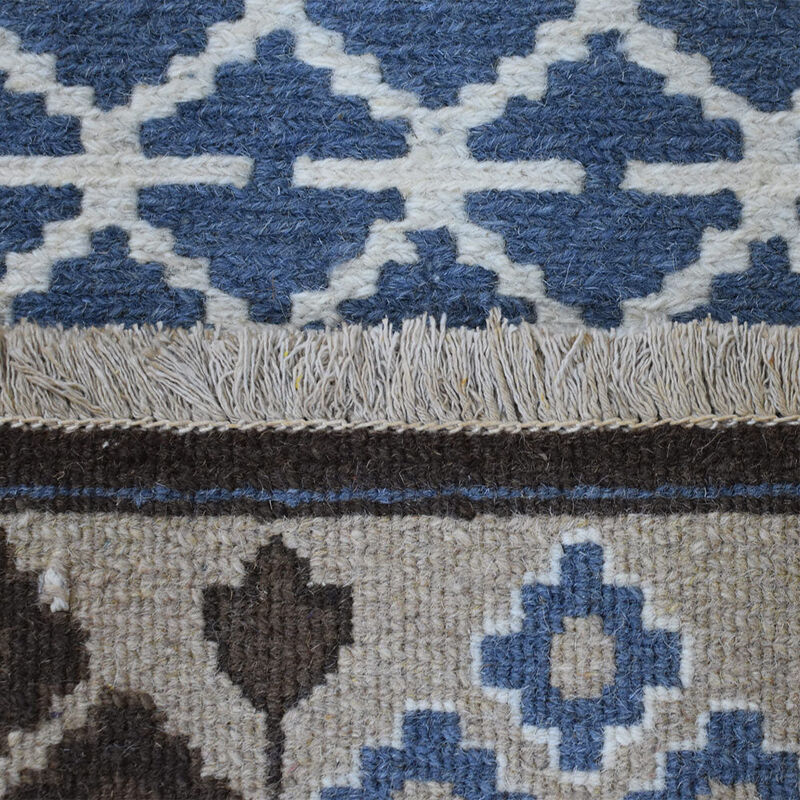 Rugsotic Carpets Hand Knotted Sumak Wool 4'x6' Area Rug Oriental Blue Beige SW0009