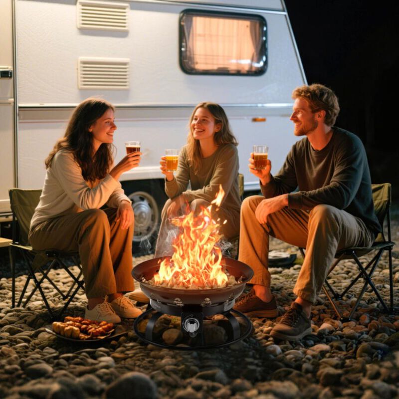 Hivvago 21 Inch Diameter Propane Gas Fire Pit Patio Portable Fire Bowl