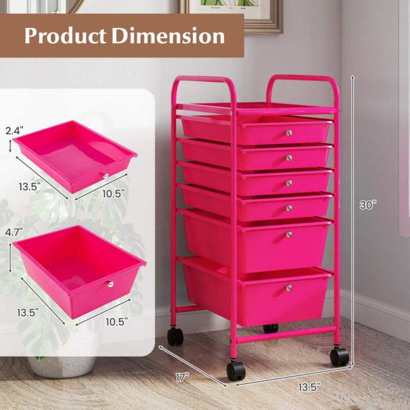 Hivvago Multifunctional 6 Drawers Rolling Storage Cart Organizer