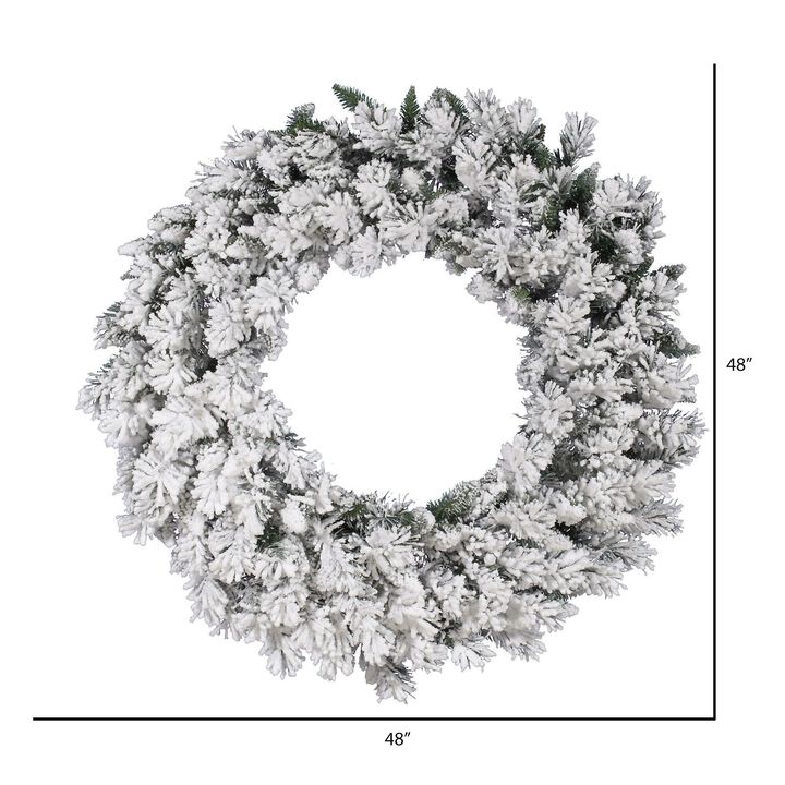 Vickerman 48" Flocked Snow Ridge Artificial Christmas Wreath Unlit