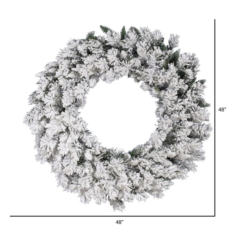 Vickerman 48" Flocked Snow Ridge Artificial Christmas Wreath Unlit image number 1