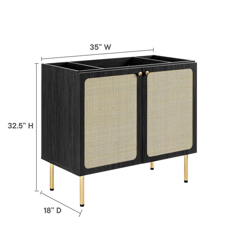 Modway EEI-6603-BLK Chaucer 36" Bathroom Vanity Cabinet (Sink Basin Not Included), Black image number 2