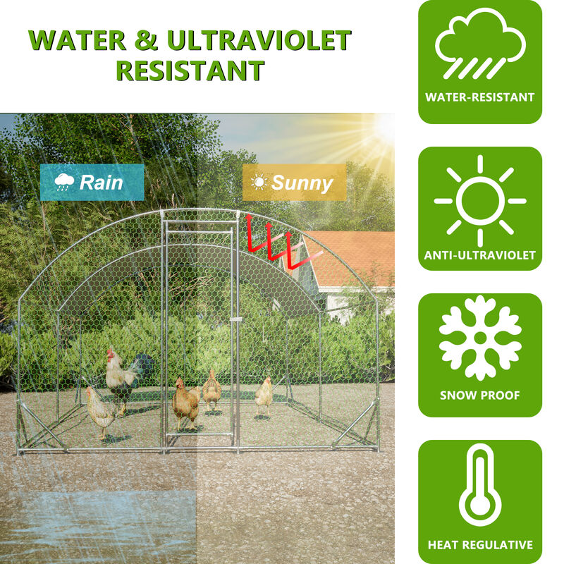 Large Chicken Coop Metal Chicken Run with Waterproof and Anti-UV Cover image number 6