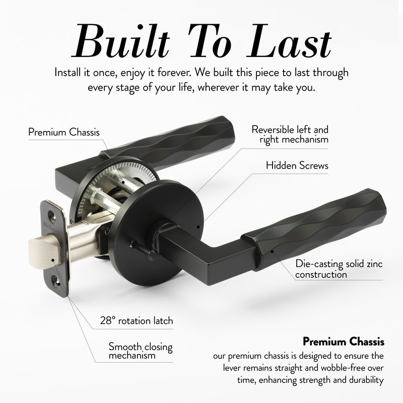 Hailey Combined Heavy Duty Modern Interior Door Handle with Concealed Screws (Privacy/Passage) image number 4