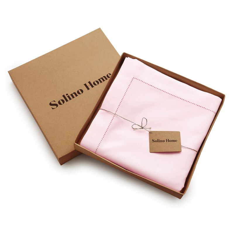 Solino Home Cotton Linen Hemstitch Tablecloth &ndash; Handcrafted, Machine Washable, Perfect for Holiday and Everyday Dining