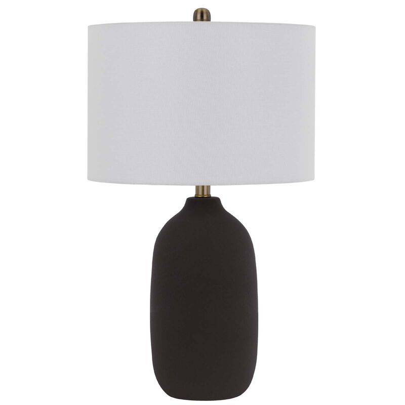 Table Lamp, White Drum Shade, 26 Inch Hotel Quality Black Ceramic Base image number 0
