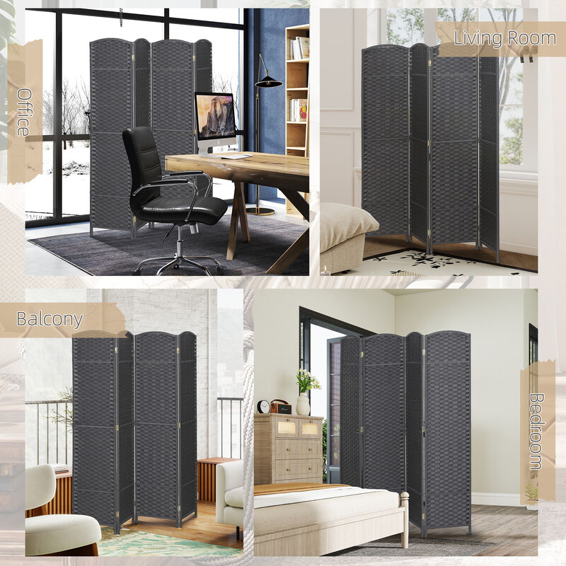 Hivvago Freestanding 4-Panel Privacy Screen for Bedrooms and Offices image number 6