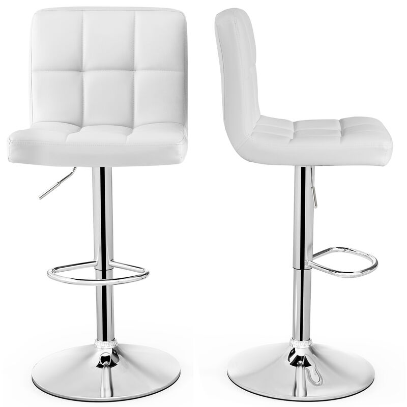 Armless PU Leather Bar Stool with Adjustable Height and Swivel Seat