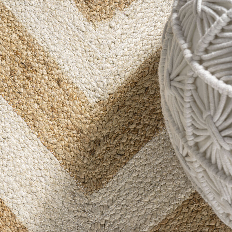 Piper Two Tone Chevron Round Jute Round Area Rug