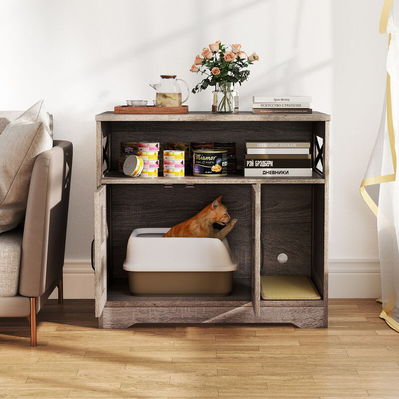 Modern Cat Litter Box Enclosure Hidden Cat Washroom Furniture with Storage Washroom Cabinet