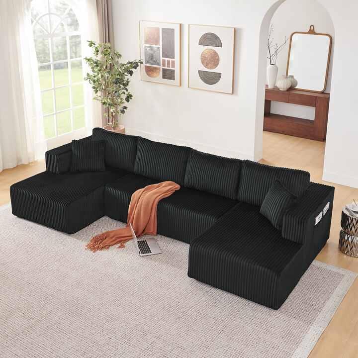 Sudvir 132" U-Shaped Modular Sectional Sofa