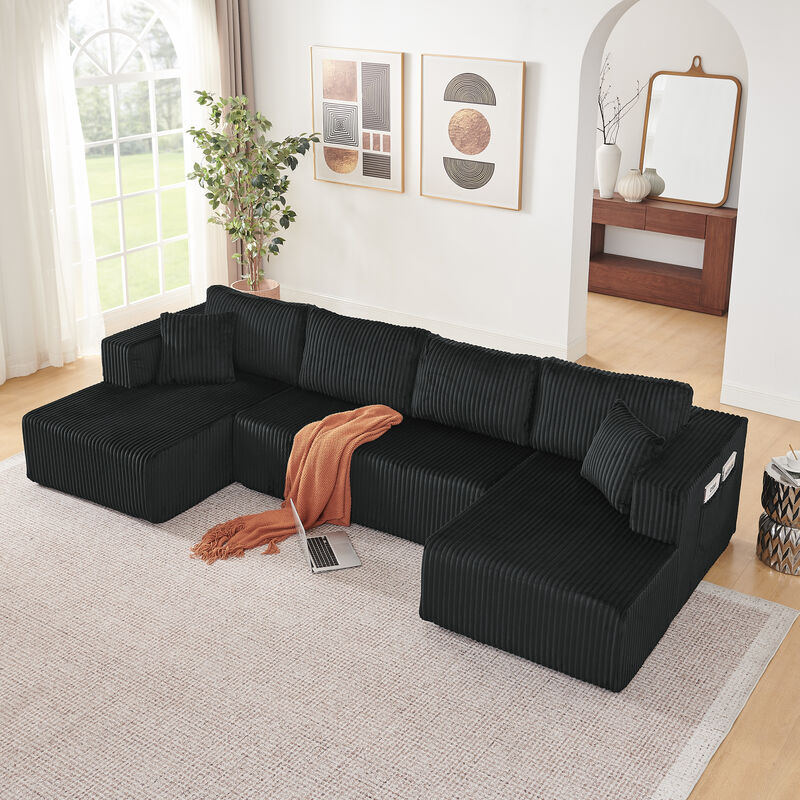 Sudvir 132" U-Shaped Modular Sectional Sofa image number 1