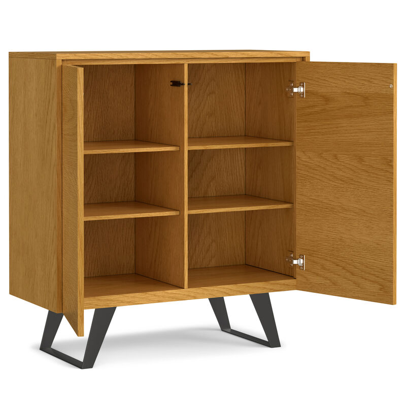 Lowry SOLID WOOD and Metal 39 inch Wide Modern Industrial Medium Storage Cabinet in Oak Veneer