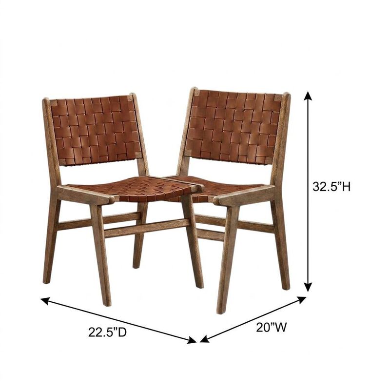 Leather-Upholstered Wood Dining Side Chairs, Set of 2 image number 2