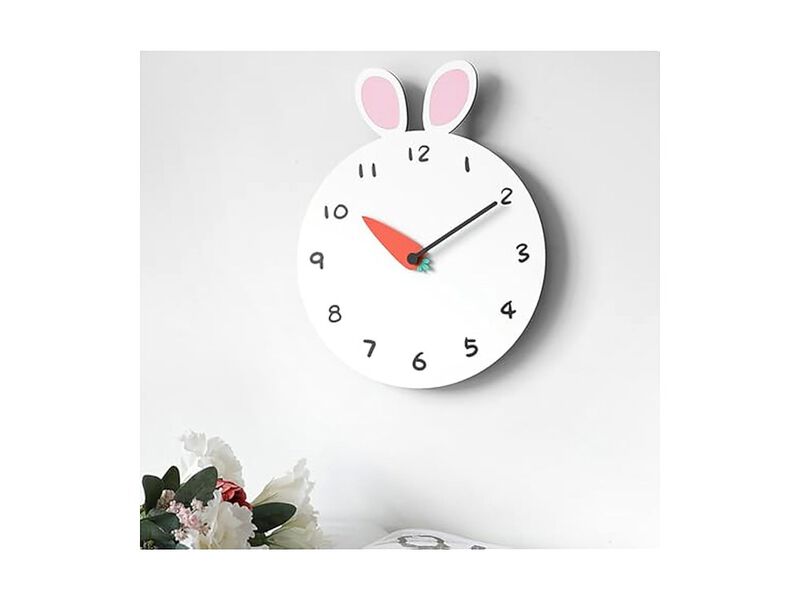 Minimalist Funny Animal Rabbit Wall Clock Silent Modern Home Decor image number 2