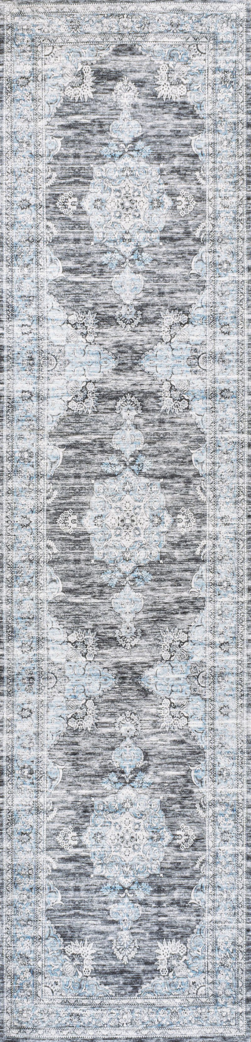 Bausch Bohemian Distressed Chenille Machine-Washable Dark Gray/Blue