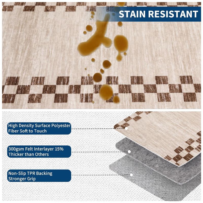 Washable Rugs Modern Geometric Scalloped Throw Carpet for Living Room Stain Resistant Throw Carpet with NonSlip Backing for Nursery Apartment image number 6