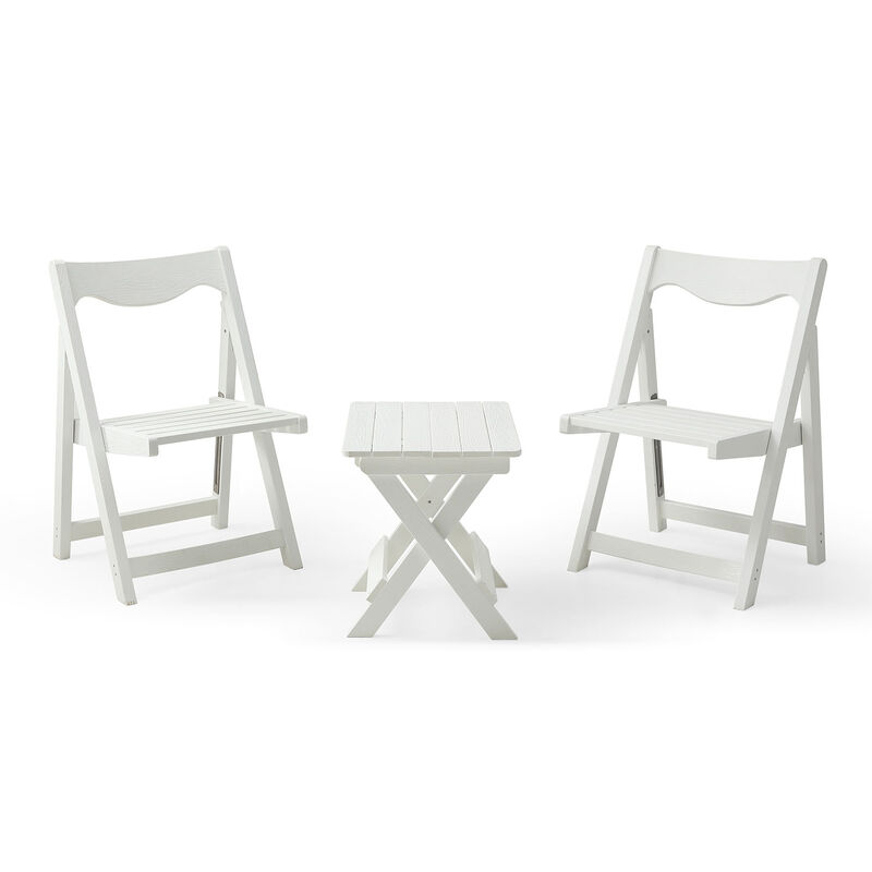 Streamdale Foldable Table Set with 2 Chairs, White