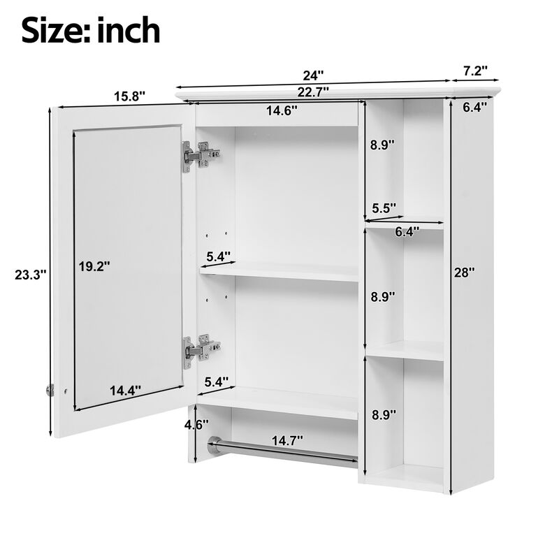 ELEMENT ACE Wall Mounted Medicine Cabinet with Adjustable Shelf and Integrated Towel Bar Organization Solution image number 2