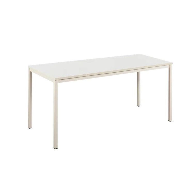 FC Design Klair Living Contemporary Wood and Metal Computer Desk in Ivory