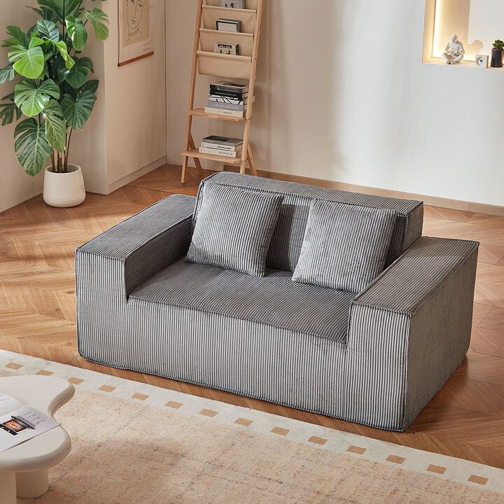 Modern 2-Seat Corduroy Couch with Pocket Springs for Bedroom or Apartment