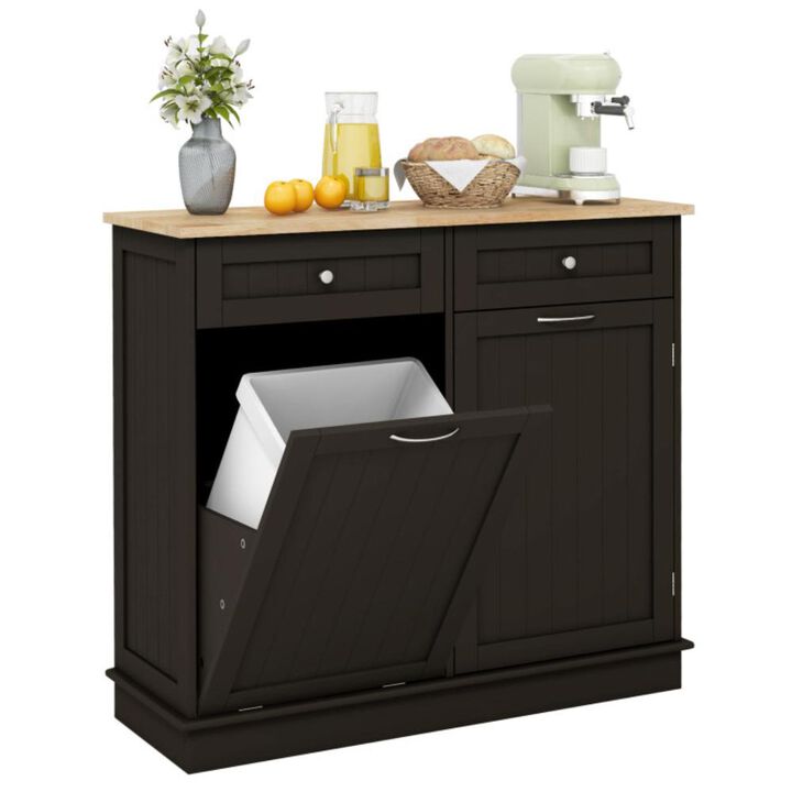 Hivvago Kitchen Tilt Out Trash Cabinet with 2 Drawers and Adjustable Shelf
