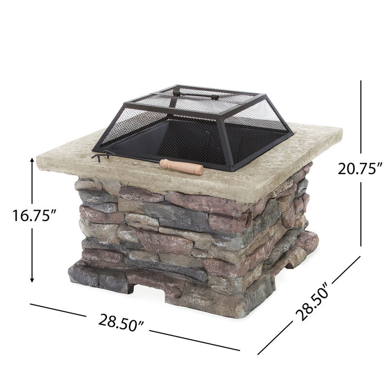 Christopher Knight Home Loja Outdoor Lightweight Concrete Wood Burning Square Fire Pit image number 2