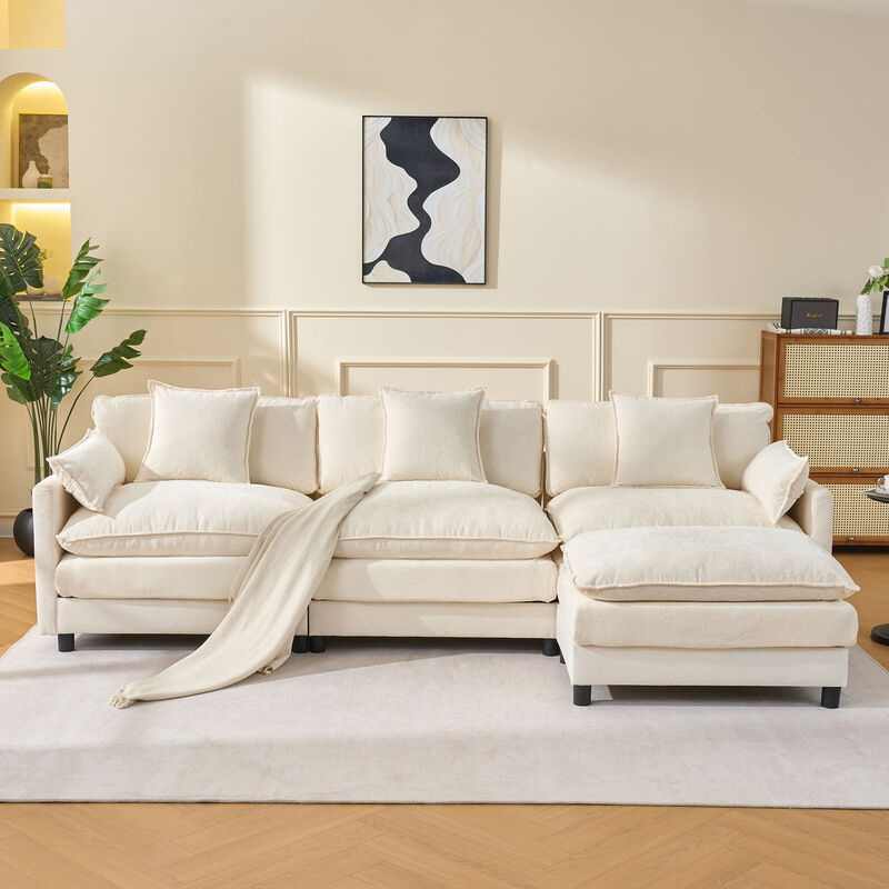 Envelor Modern L-Shaped Modular Chenille Sectional Sofa image number 5