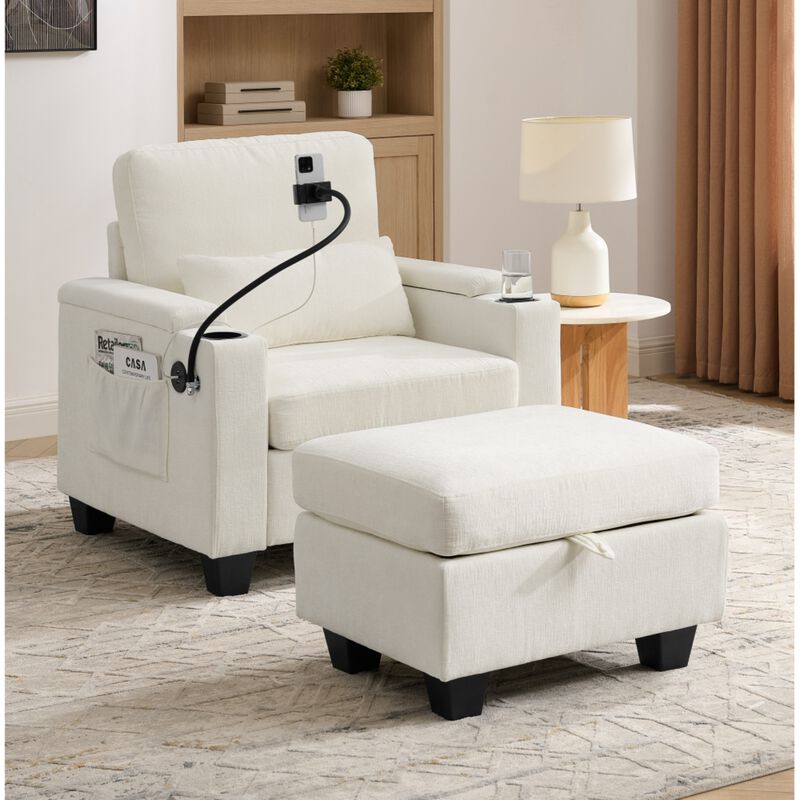 Kurtfo Chenille Accent Chair Set image number 1
