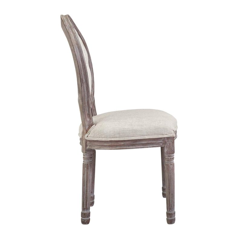 Modway Arise French Vintage Tufted Upholstered Fabric Four Dining Side Chairs in Beige