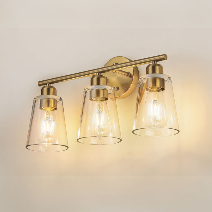 Vanity Light with Tapered Clear Glass Shade and For Hallway or Bathroom